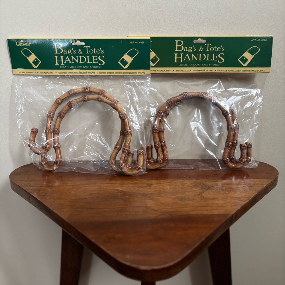 Set of 2 vintage faux bamboo bag handles